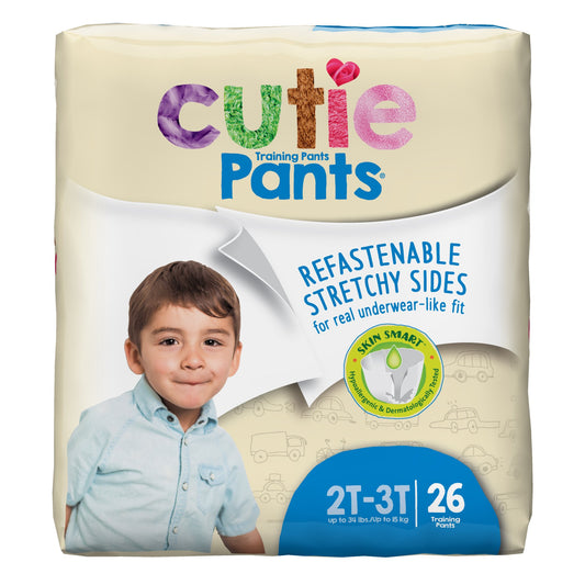 Male Toddler Training Pants Cutie Pants® Size 2T to 3T Disposable Heavy Absorbency - CR7007
