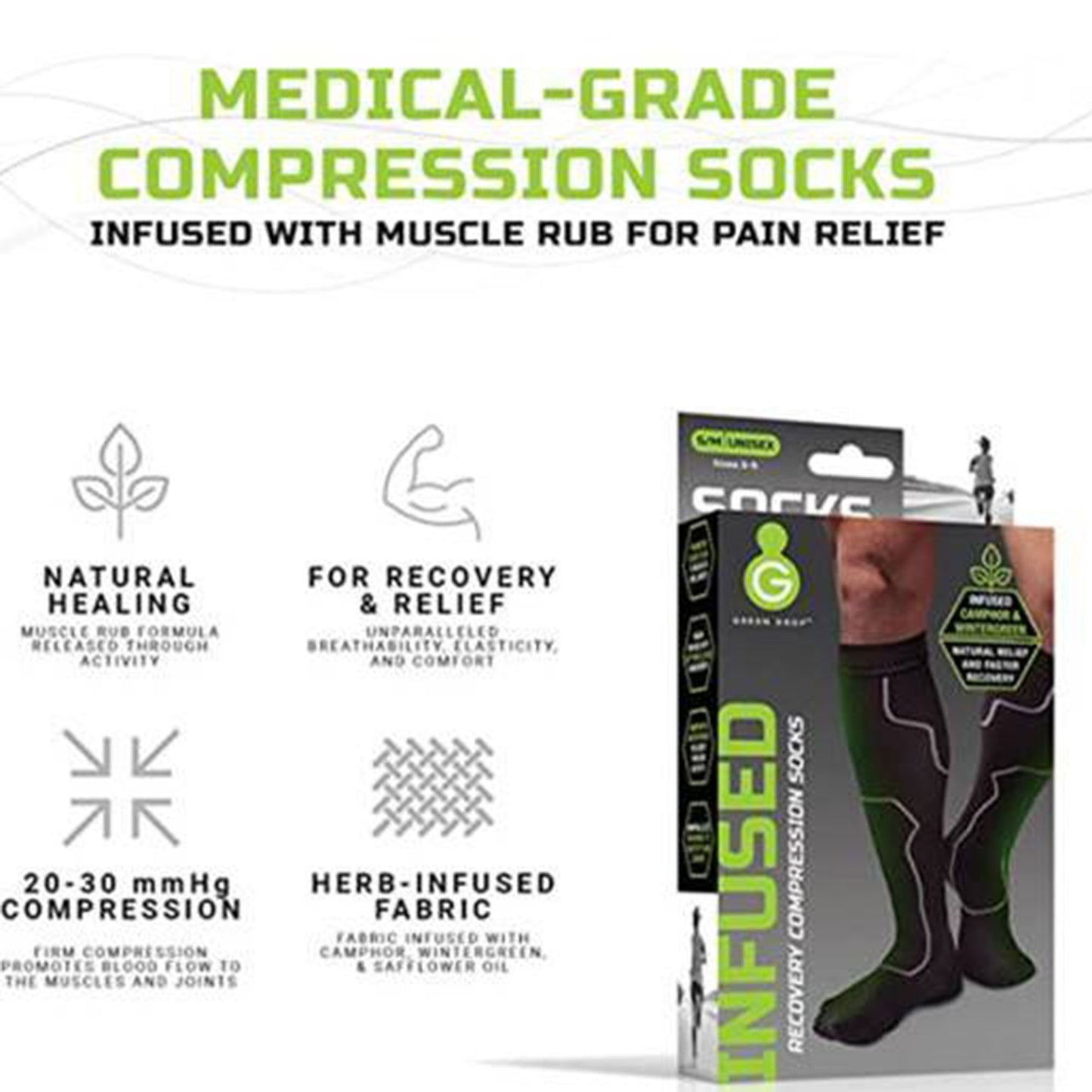 Green Drop™ Compression Socks – Medical-Grade Infused Support, L/XL SOX-1455