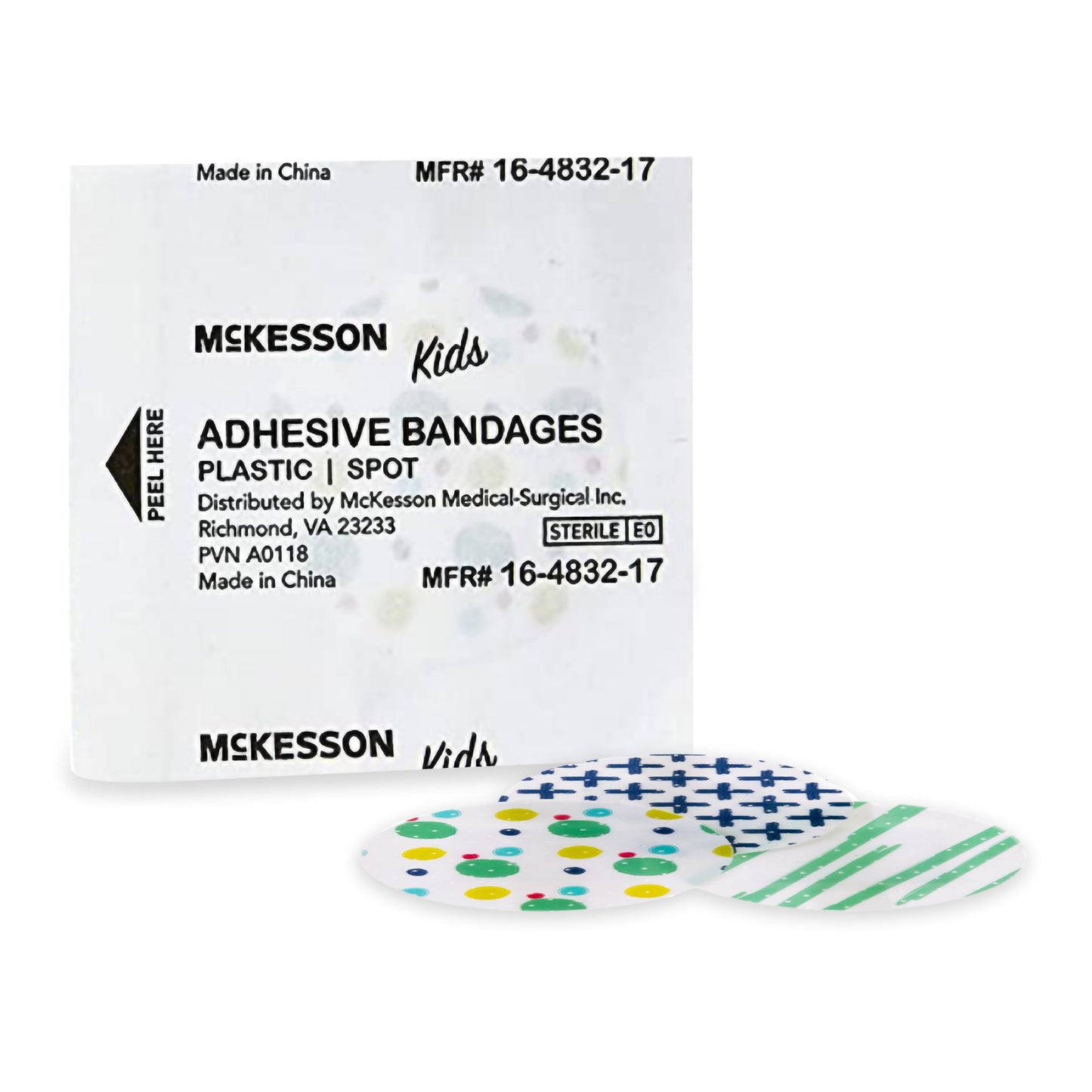 McKesson Kids™ Round Kid Design (Assorted Prints) Adhesive Spot Bandage, 1 Inch 16-4832-17