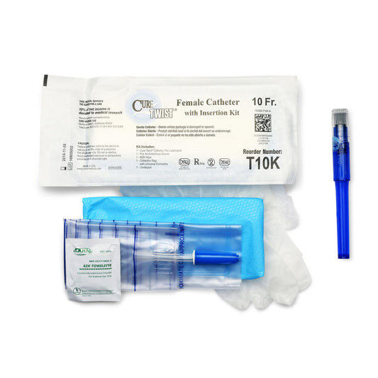 Cure Medical Cure Twist Intermittent Catheter Kit, 10 Fr. T10K, Box of 30