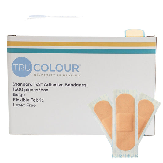 Adhesive Strip Tru-Colour® 1 X 3 Inch Fabric Rectangle Beige Sterile - TCB-AB1500