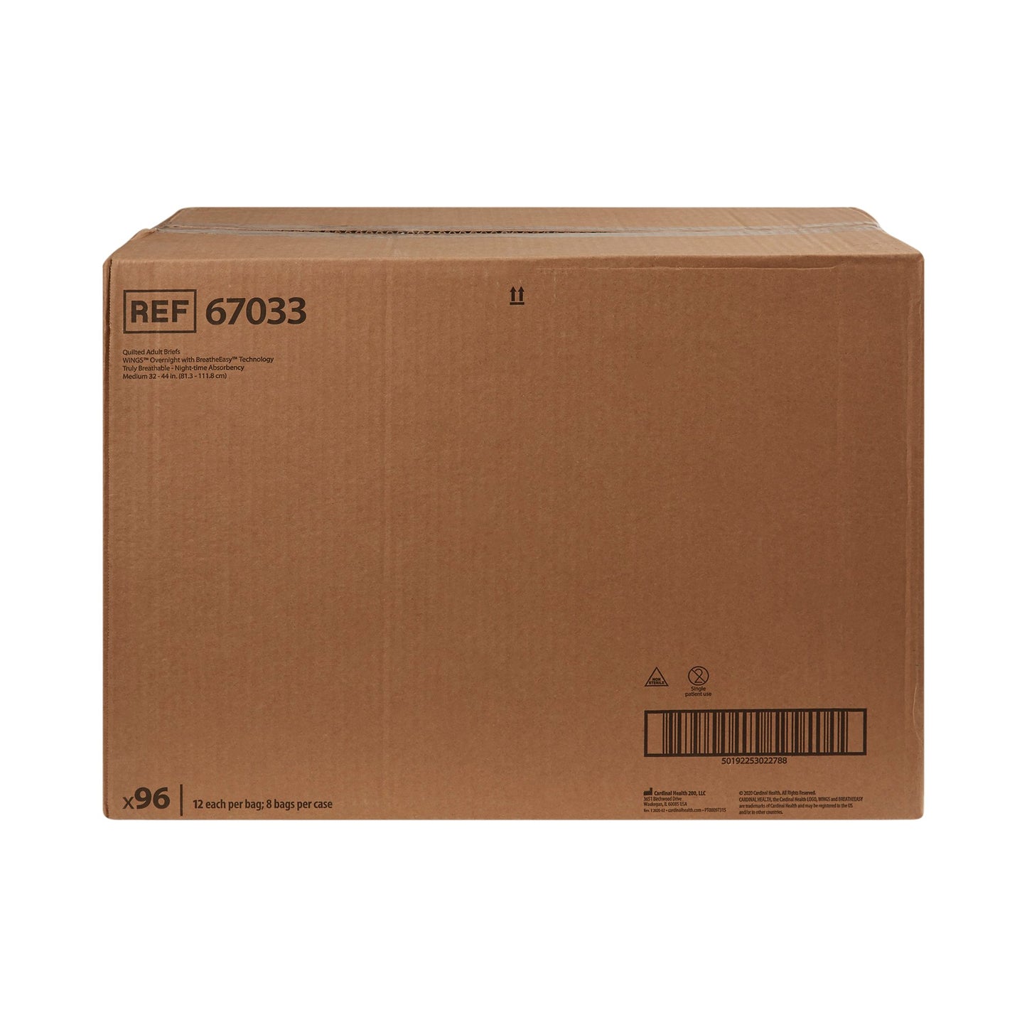 Wings™ Overnight Quilted Incontinence Brief, Medium 67033