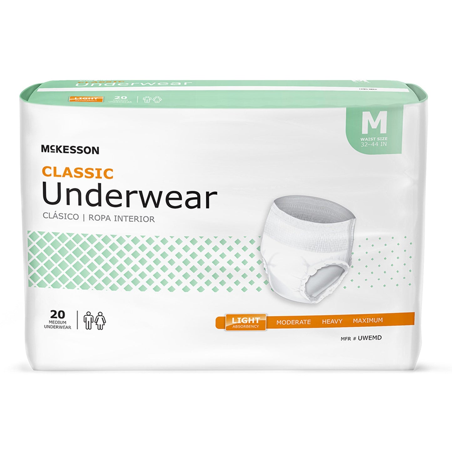 McKesson Classic Light Absorbency Incontinence Underwear, Medium UWEMD