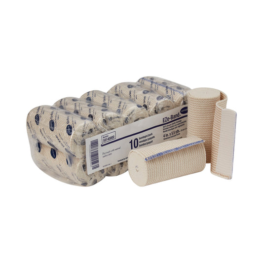 Elastic Bandage EZe-Band® LF 4 Inch X 5-1/2 Yard Double Hook and Loop Closure Tan NonSterile Standard Compression - 59140000