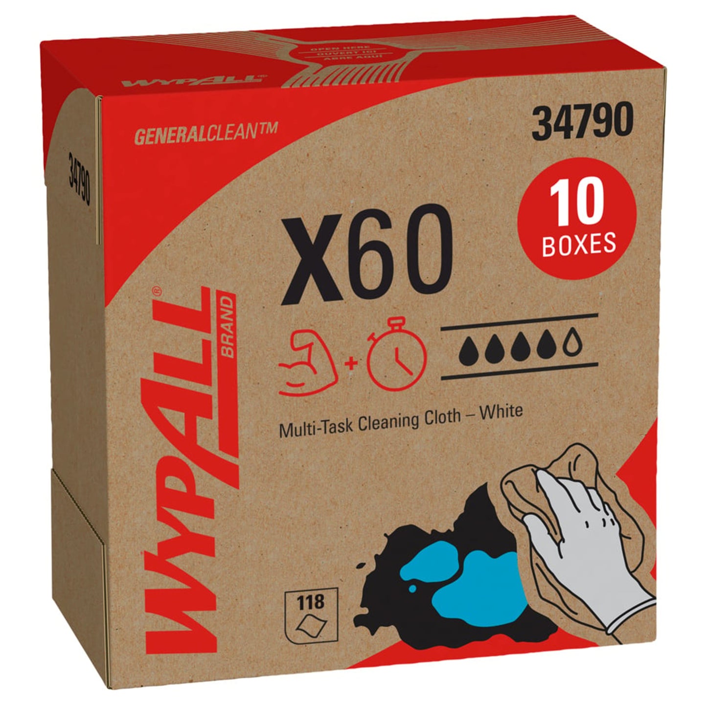 Task Wipe WypAll® General Clean X60 1180 Sheets Pop-Up™ Box 9.1 X 165.8 Inch NonSterile Limited Reuse - 34790