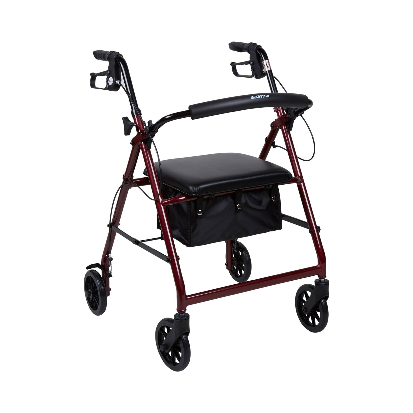 4 Wheel Rollator McKesson Red Adjustable Height / Folding Aluminum Frame - 146-R726RD