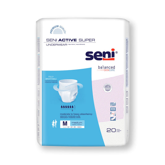 Unisex Adult Absorbent Underwear Seni® Active Super Pull On with Tear Away Seams Medium Disposable Moderate Absorbency - S-ME20-AS1
