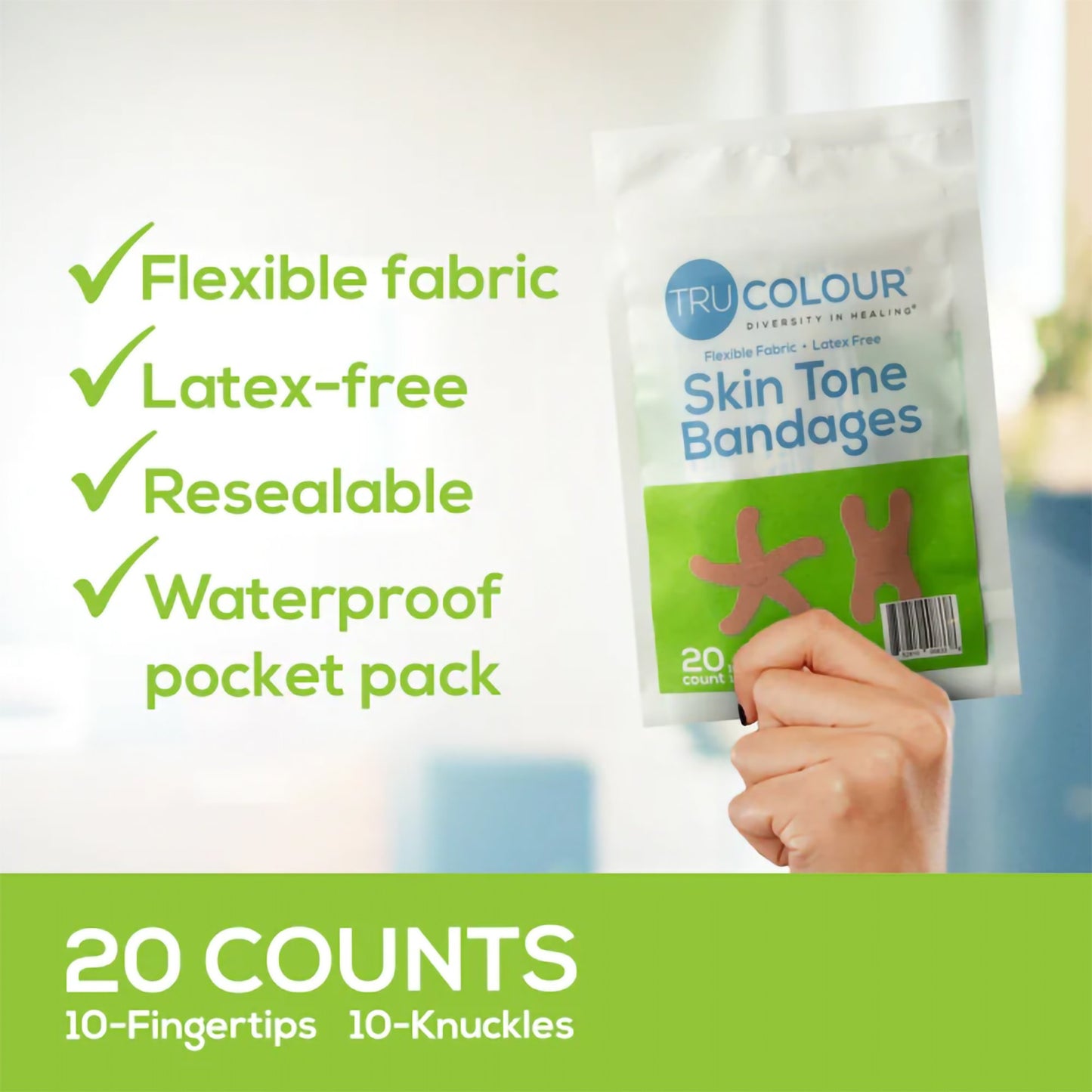 TruColour® Olive Adhesive Strip, Knuckle / Fingertip TCB-GKF