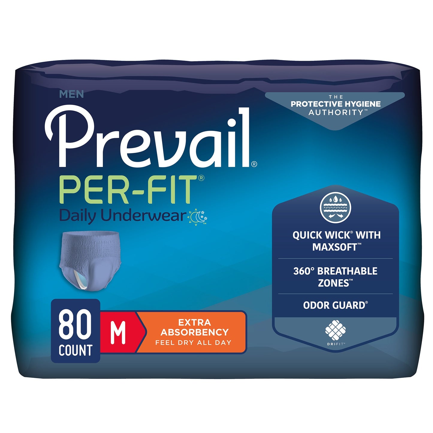 Prevail® Per-Fit® Men Adult Moderate Absorbent Underwear, Medium, White PFM-512