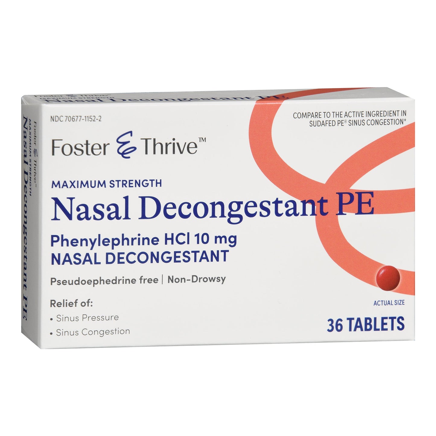 Foster & Thrive™ Nasal Decongestant PE Tablets Maximum Strength 70677115202