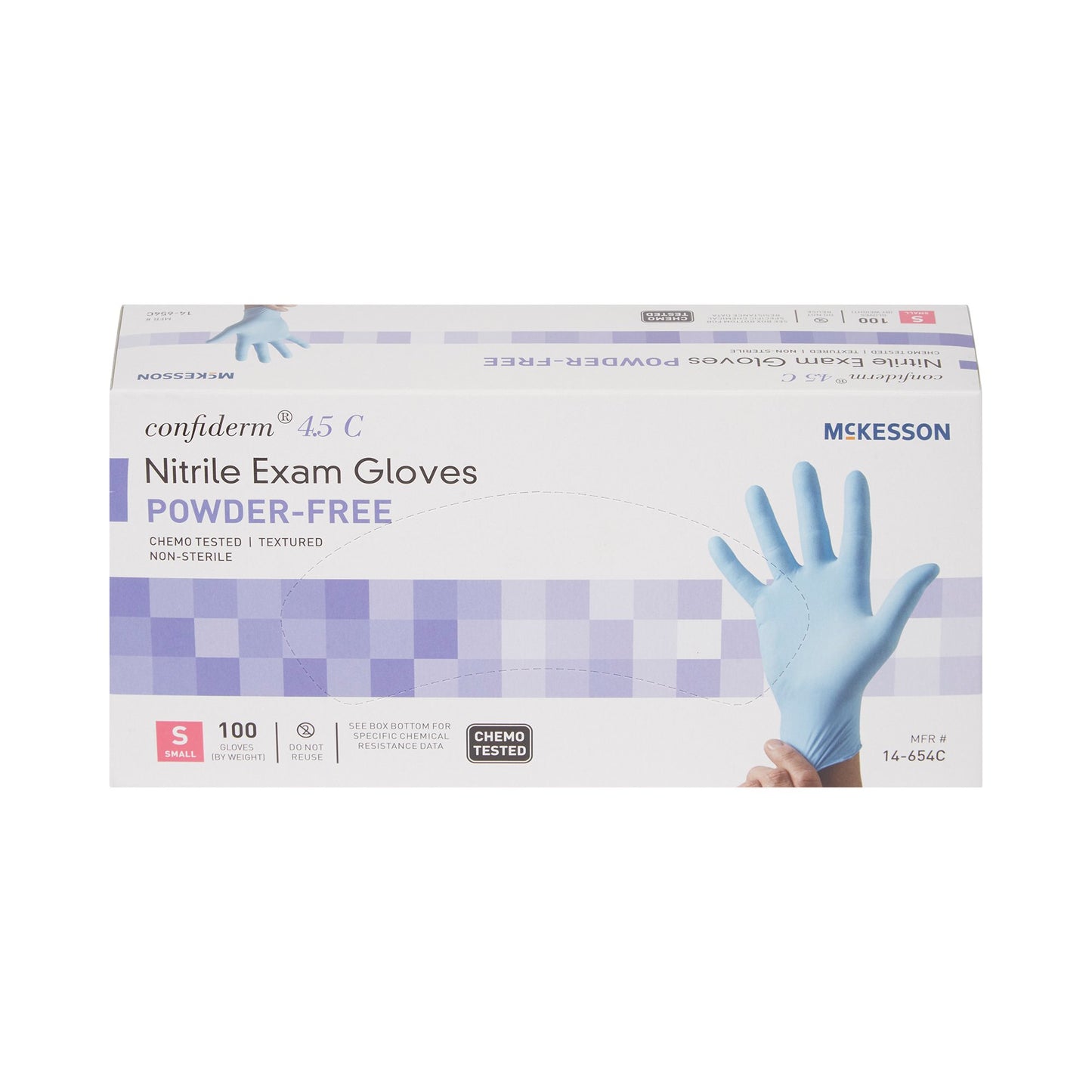 McKesson Confiderm® 4.5C Nitrile Exam Glove, Small, Blue 14-654C