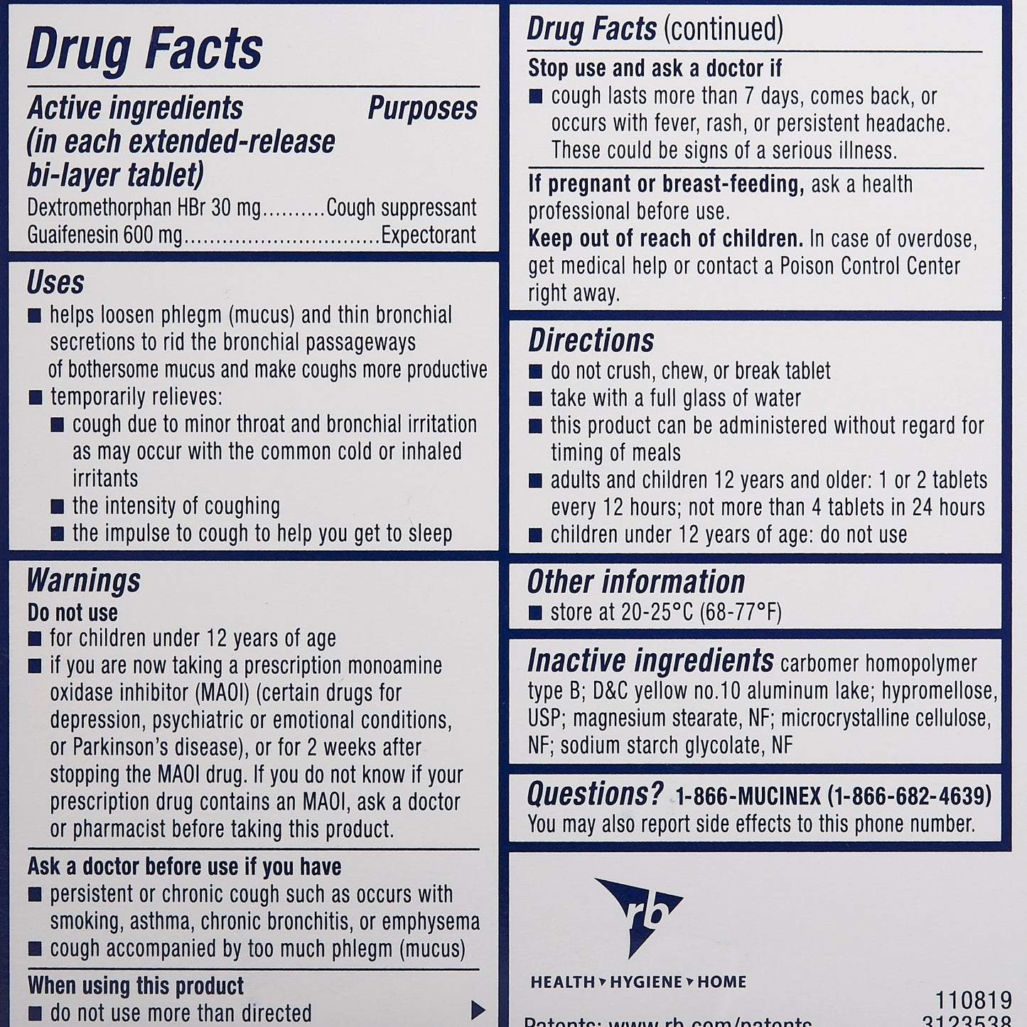Mucinex® DM Guaifenesin / Dextromethorphan HBr Cold and Cough Relief 63824005632