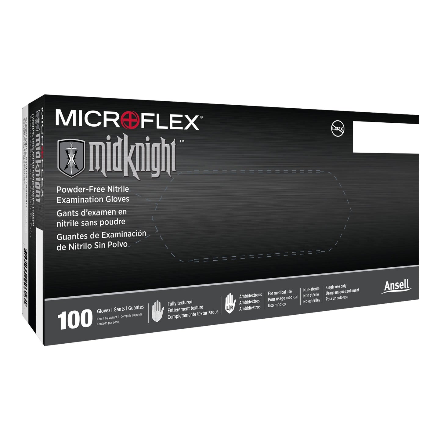 Exam Glove MICROFLEX® MidKnight™ 2X-Large NonSterile Nitrile Standard Cuff Length Fully Textured Black Fentanyl Tested - MK-296-XXL