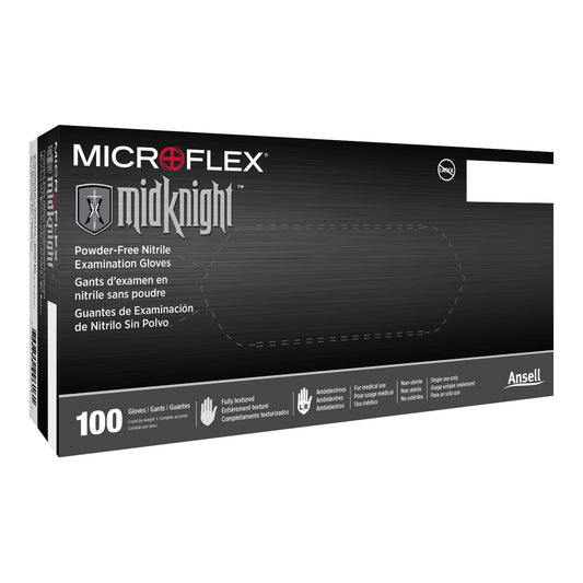 Exam Glove MICROFLEX® MidKnight™ 2X-Large NonSterile Nitrile Standard Cuff Length Fully Textured Black Fentanyl Tested - MK-296-XXL