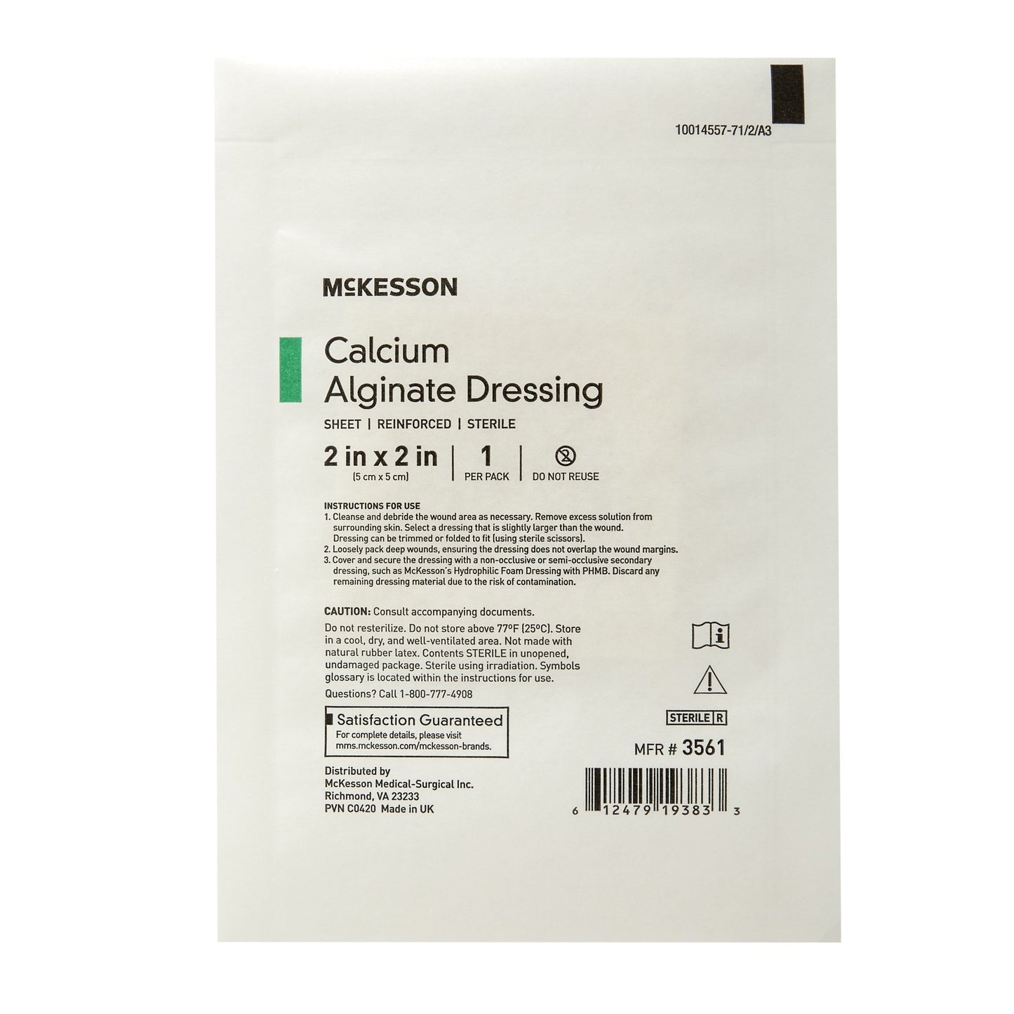 McKesson Alginate Dressing, 2 x 2 Inch 3561