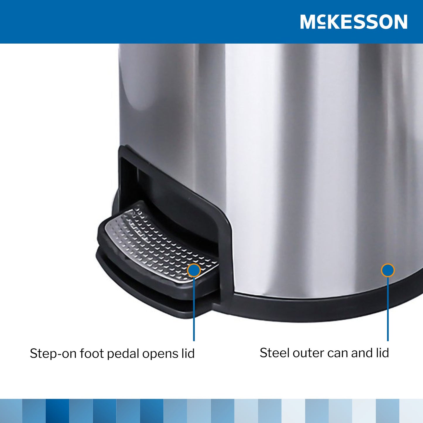 McKesson Trash Can, Stainless Steel, Round, 8 Gallons, 12 x 26.77 Inch 16-45269
