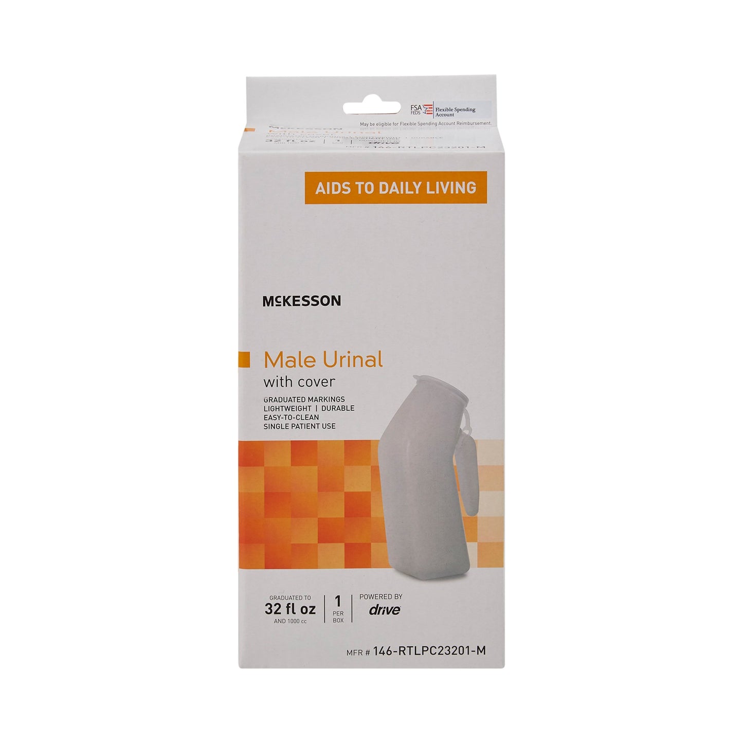 McKesson Male Urinal with Cover 146-RTLPC23201-M