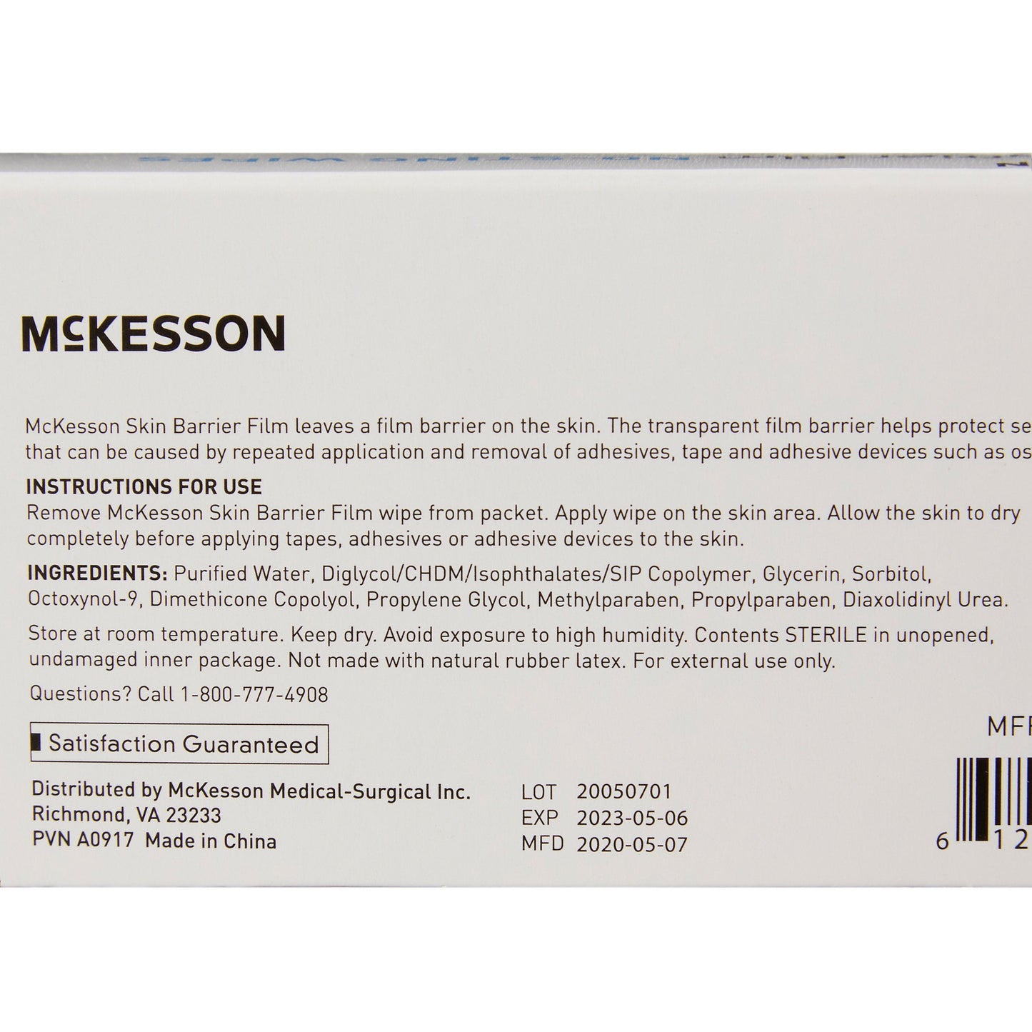 McKesson Skin Barrier Wipe 176-5728
