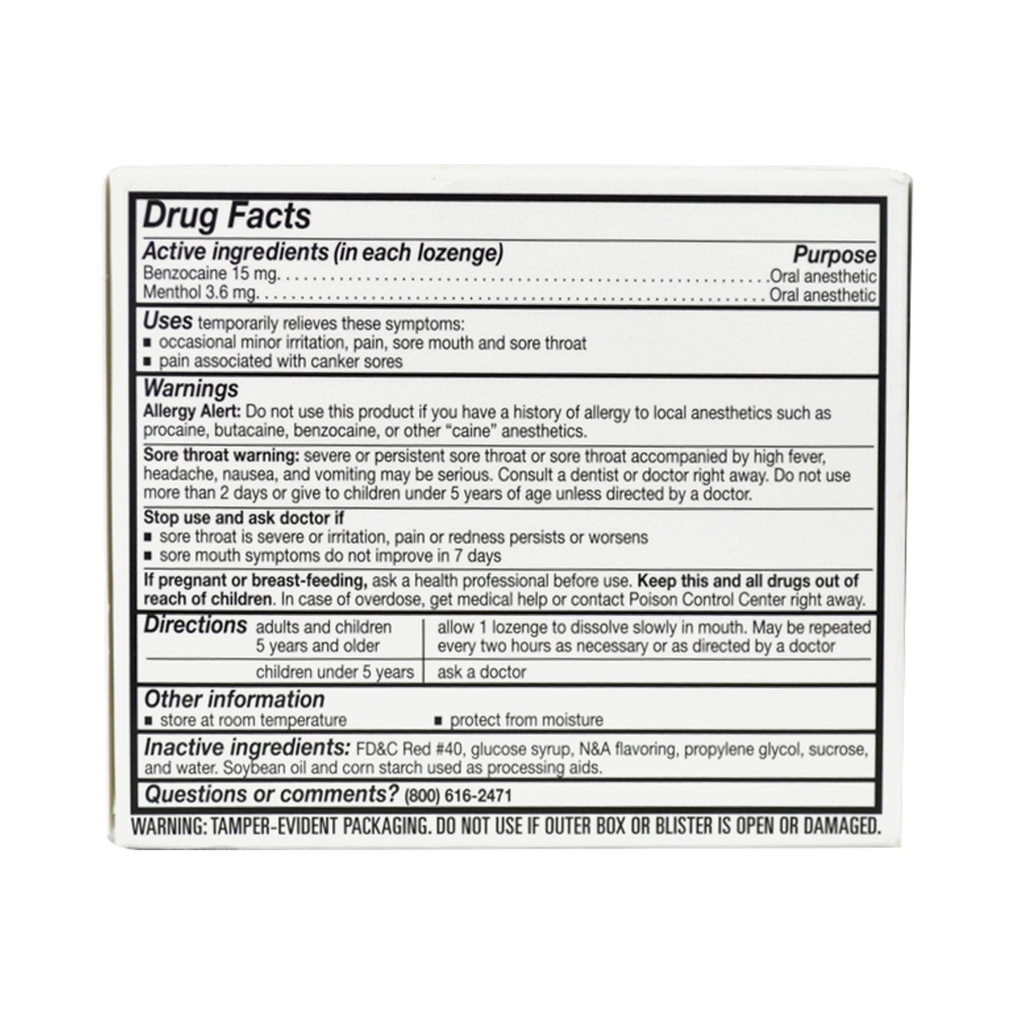 Major® Benzocaine / Menthol Sore Throat Relief 00904625549