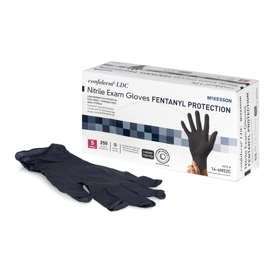 McKesson Confiderm® LDC Nitrile Exam Glove, Small, Black 14-6N52C