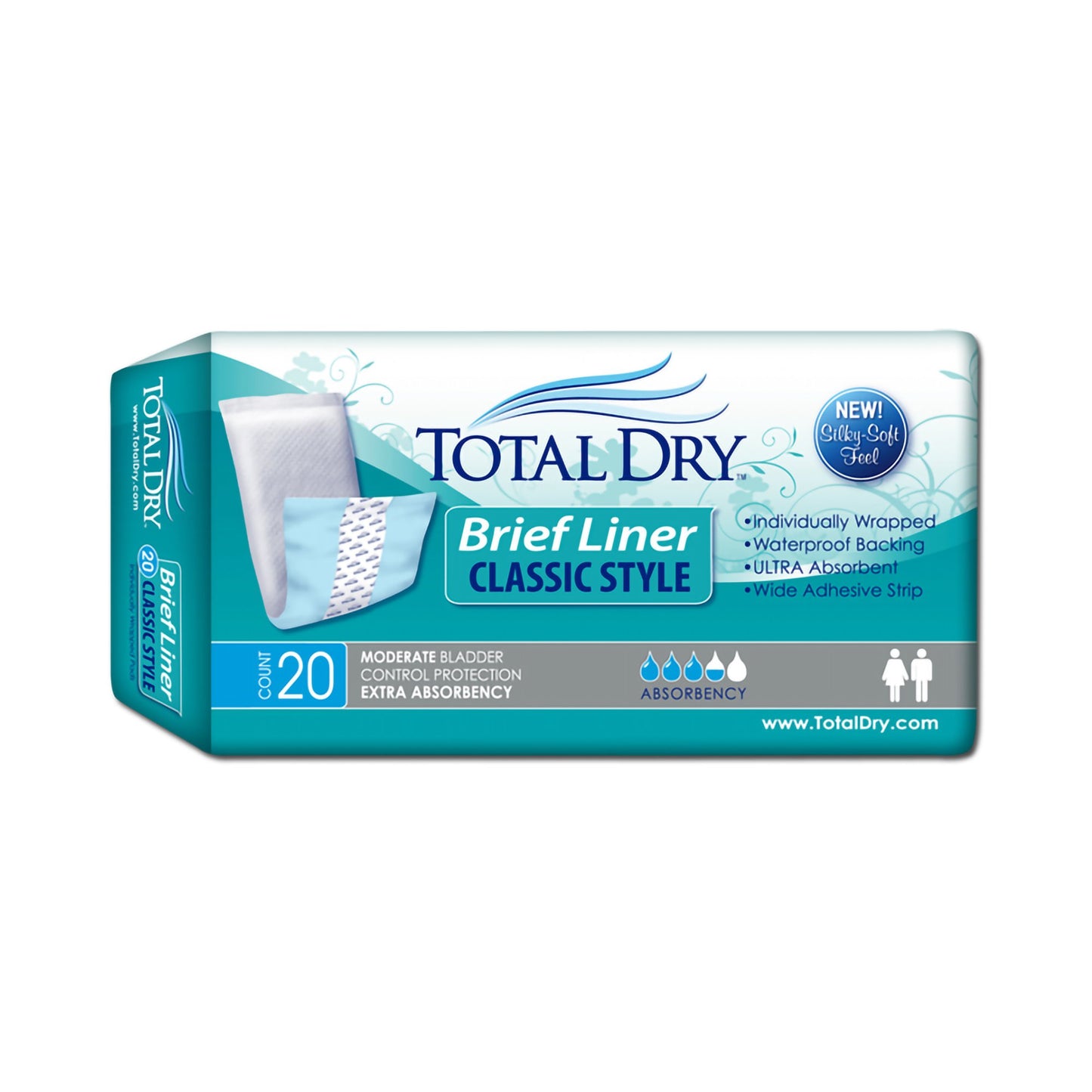 Secure Personal Care Products TotalDry Moderate Extra Absorbency Bladder Control Pad, 4 x 13 Inch SP1571, Case of 180