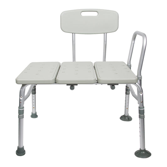 McKesson Knocked Down Bath Transfer Bench Removable Arm Rail 17-1/2 to 22-1/2 Inch Seat Height 400 lbs. Weight Capacity - 146-RTL12031KDR
