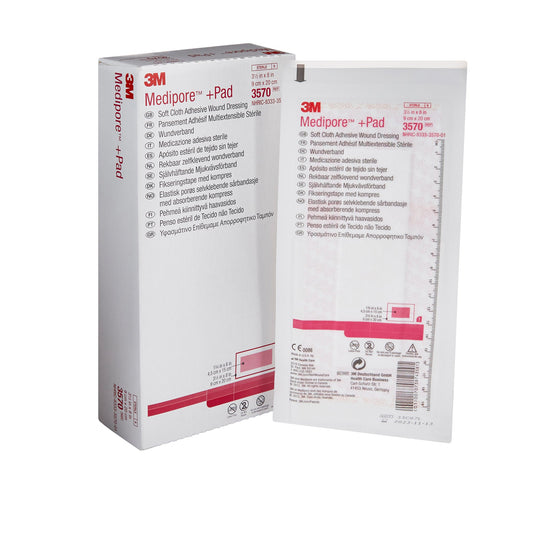 3M™ Medipore™ + Pad Soft Cloth Adhesive Dressing, 3½ x 8 Inch 3570