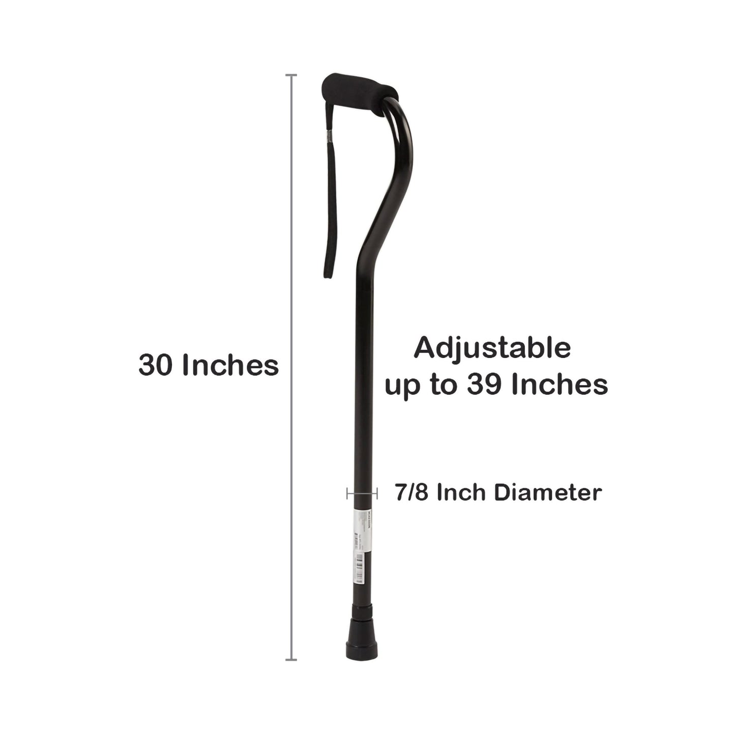 McKesson Black Aluminum Offset Cane, 30 – 39 Inch Height 146-RTL10306