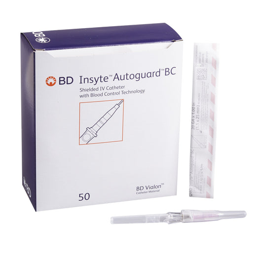 Peripheral IV Catheter Insyte™ Autoguard™ BC 20 Gauge 1 Inch BD Vialon Straight Hub Blood Control Push Button Safety - 382533