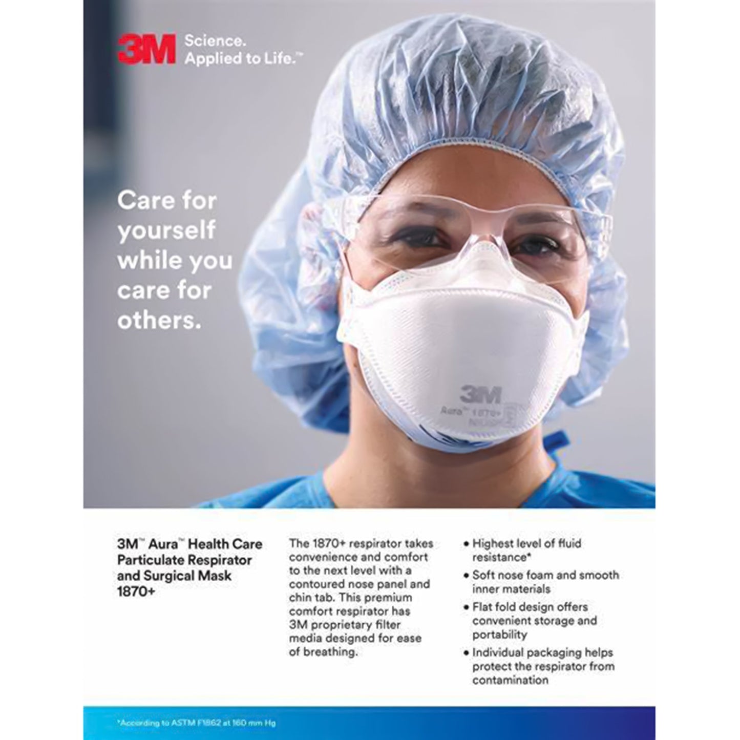 3M 3M Aura N95 Particulate Respirator and Surgical Mask 1870+, Case of 240