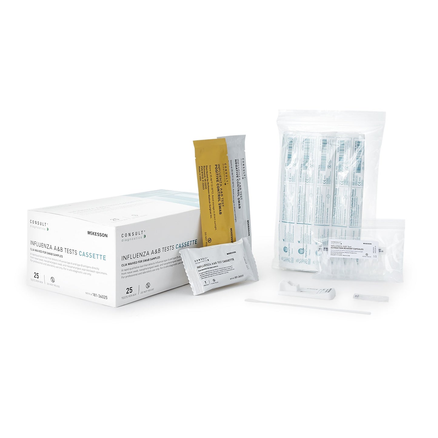 Respiratory Test Kit McKesson Consult™ Influenza A + B 25 Tests CLIA Waived Sample Dependent - 181-36025