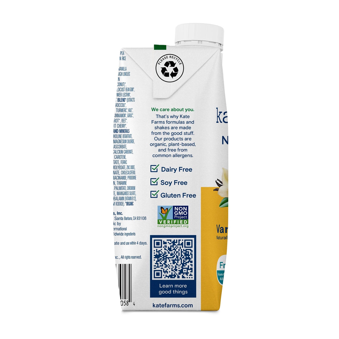 Kate Farms® Nutrition Shake, Vanilla, 11-ounce carton 811112030591