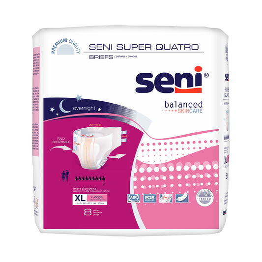 Seni® Super Quatro Severe Absorbency Incontinence Brief, Extra Large S-XL08-BQ1