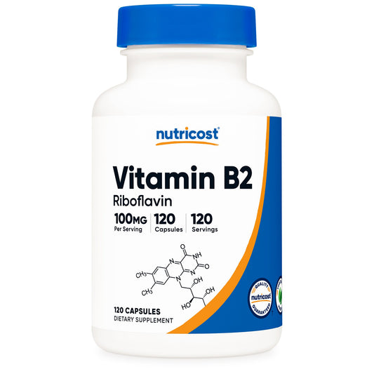 Dietary Supplement nutricost® Vitamin B2 Riboflavin Vitamin B2 100 mg Strength Capsule 120 Per Bottle NTC220101