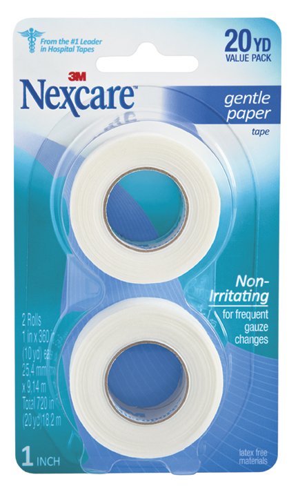 3M™ Nexcare™ Paper Medical Tape, 1 Inch x 10 Yard, White 781-2PK
