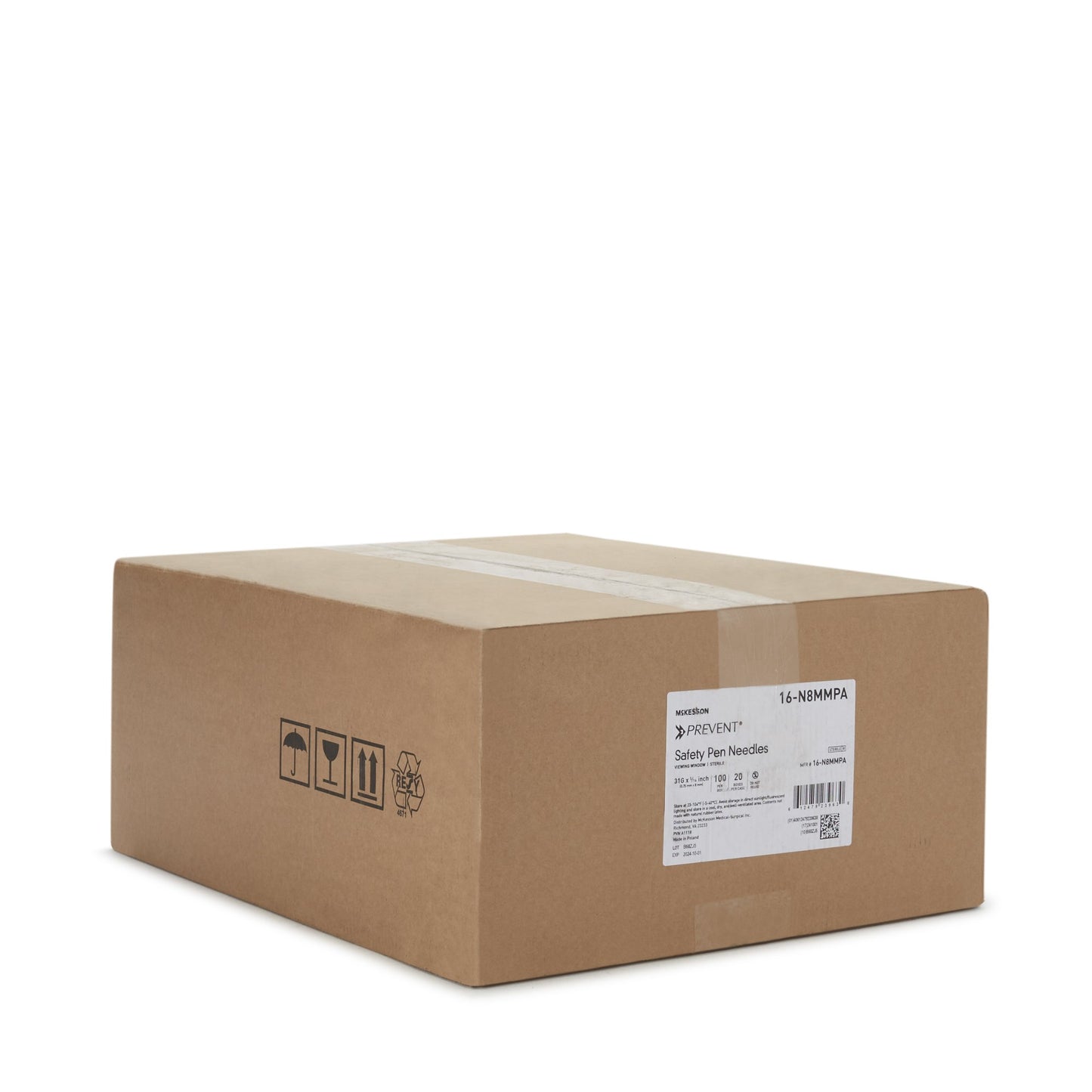 McKesson Prevent® Safety Insulin Pen Needle, 31 Gauge, 8 mm Length 16-N8MMPA