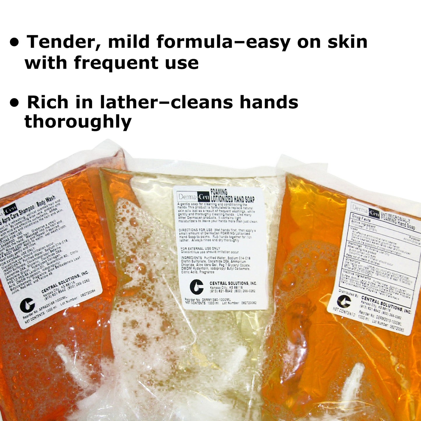 DermaCen® Soap, 1,000 mL Dispenser Refill Bag DERM1390-1000