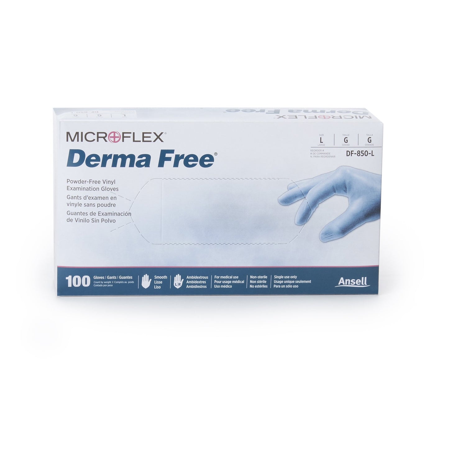 Derma Free™ Vinyl Exam Glove, Large, Clear DF-850-L