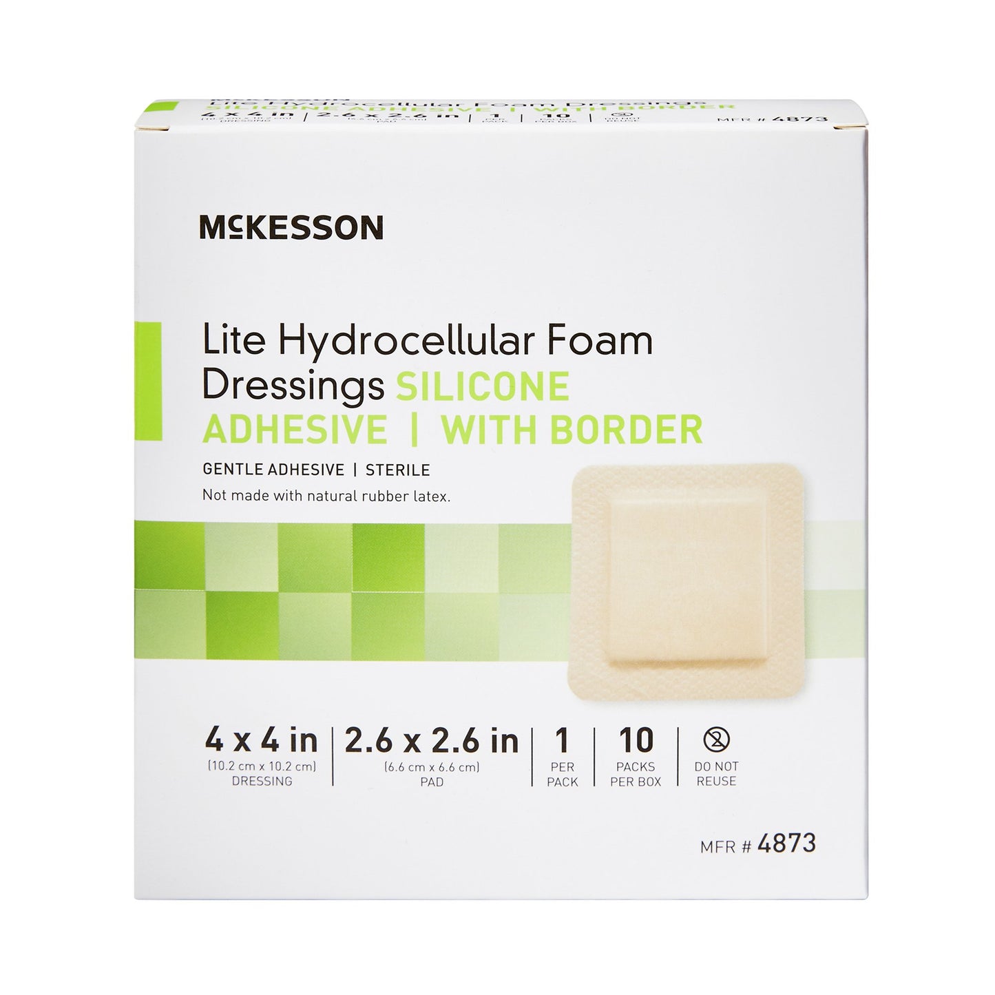 McKesson Lite Hydrocellular Foam Dressings w/ Border & Silicone Adhesive, 4 x 4" 4873