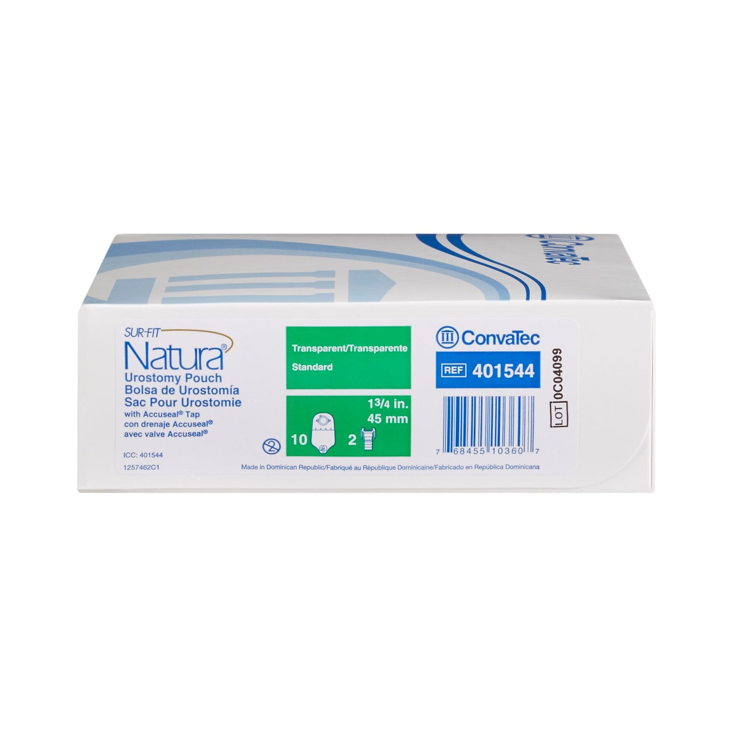 Sur-Fit Natura® Two-Piece Transparent Urostomy Pouch, 1¾ Inch Flange 401544