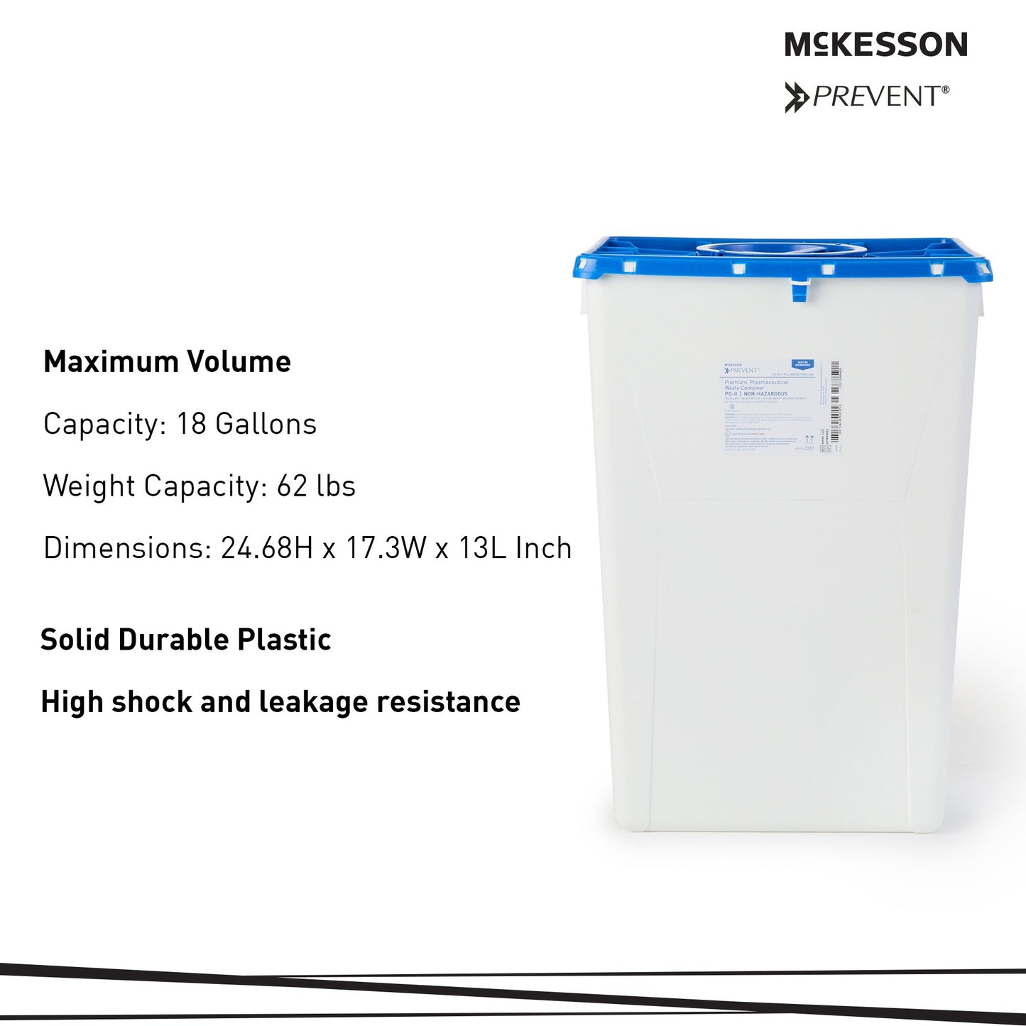 McKesson Prevent® Pharmaceutical Waste Container, 18 Gallon Capacity 2257