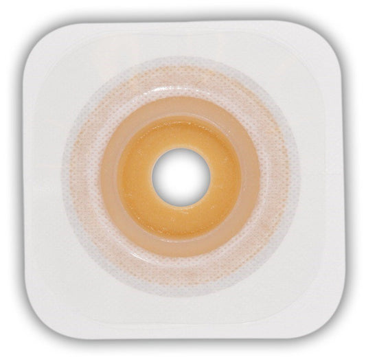 Ostomy Barrier Esteem synergy® Trim to Fit, Extended Wear Durahesive® Adhesive 100 mm Flange Hydrocolloid 7/8 to 1-1/4 Inch Opening 4 X 4 Inch - 40926
