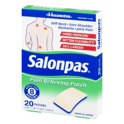 Topical Pain Relief Salonpas® 3.1% - 6% - 10% Strength Camphor / Menthol / Methyl Salicylate Patch 20 per Box - 46581011020