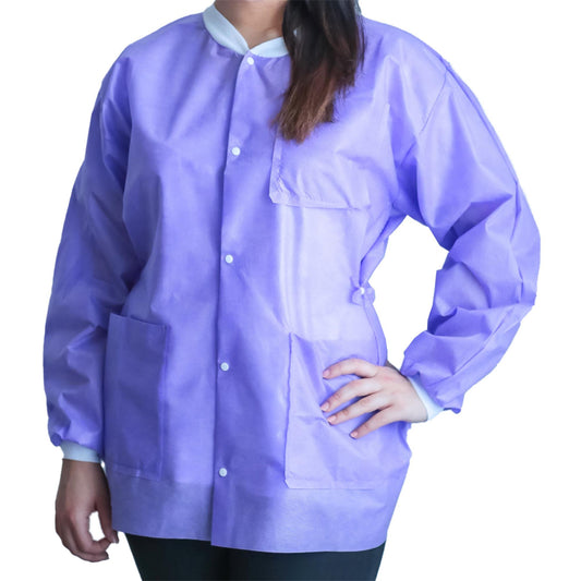 Lab Jacket FitMe™ Purple Medium Hip Length 3-Layer SMS Disposable - UGJ-6504-M