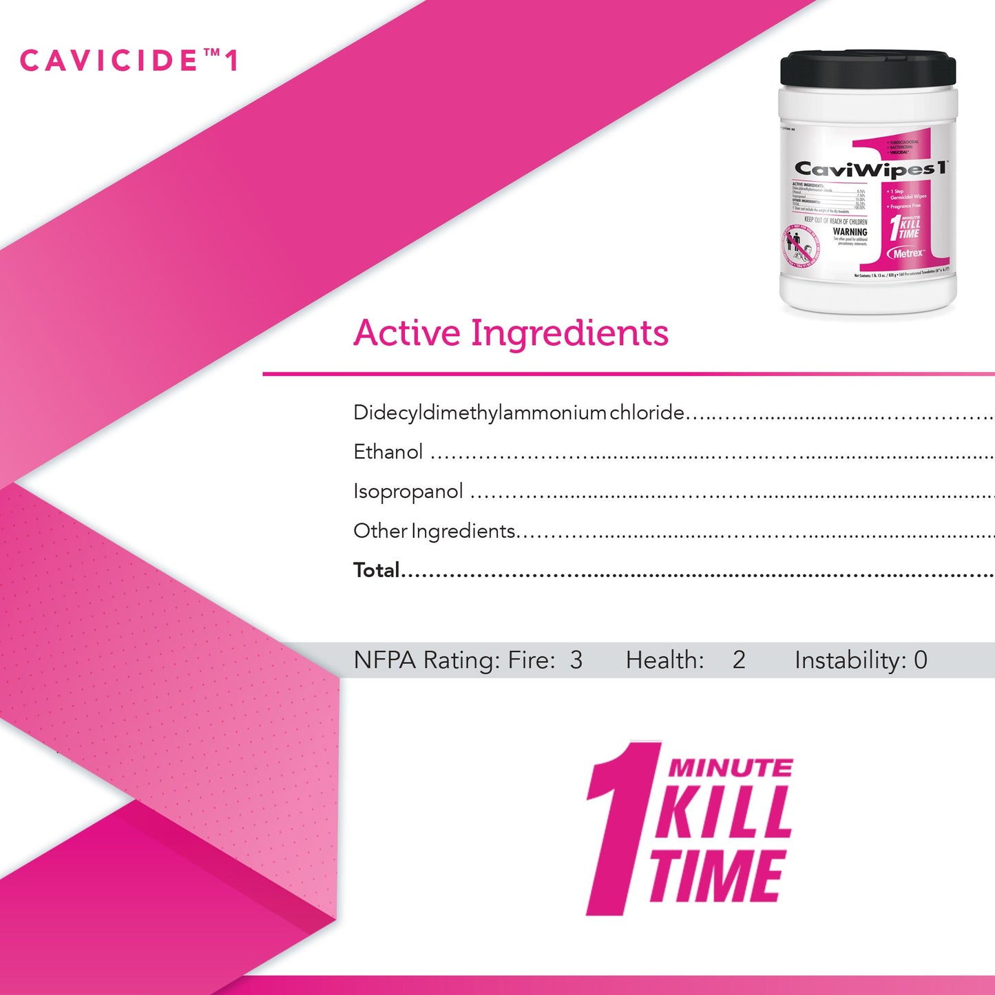 CaviWipes1 Surface Disinfectant, Alcohol Based, nonsterile, Disposable 13-5100