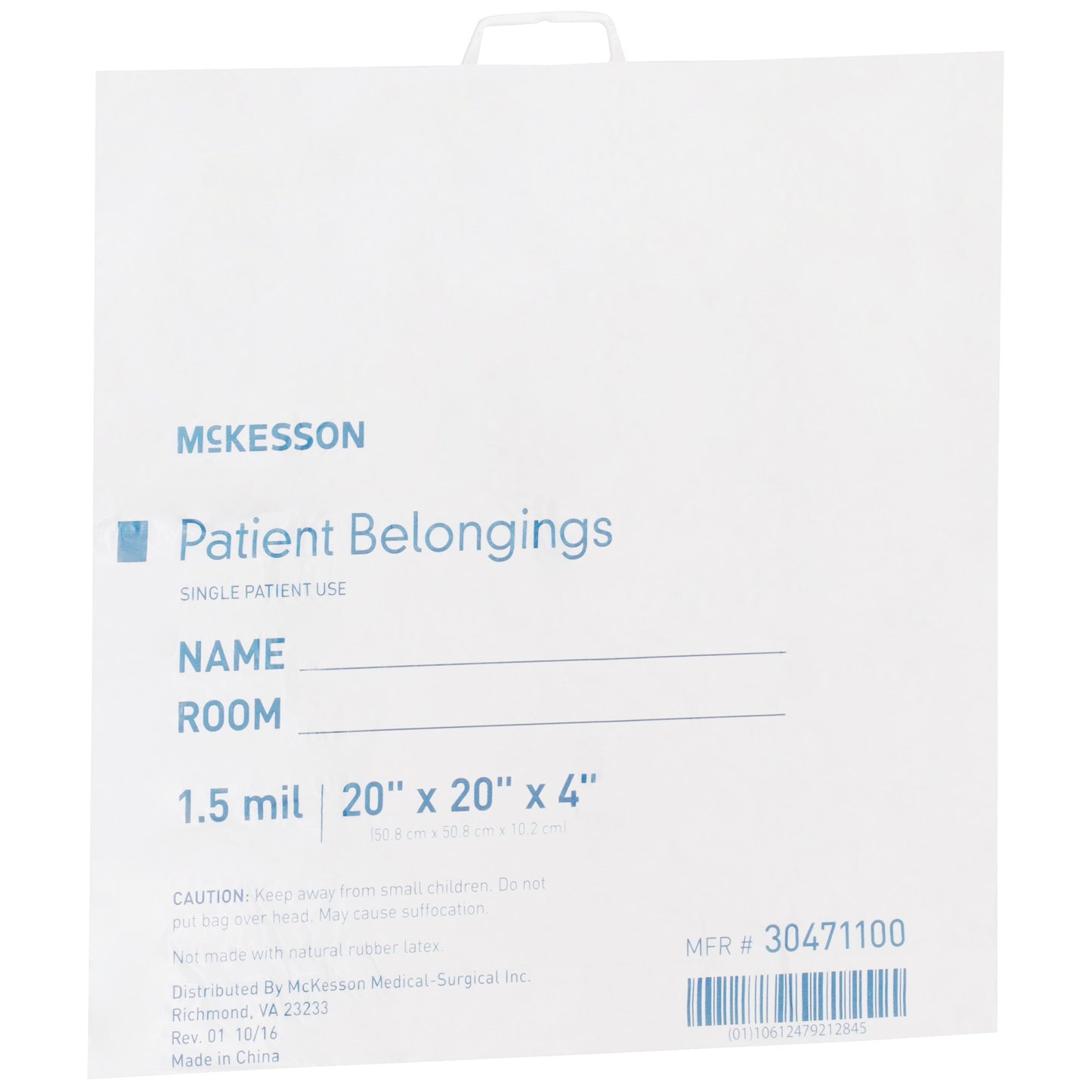 McKesson Patient Belongings Bag With Snap Closure 30471100