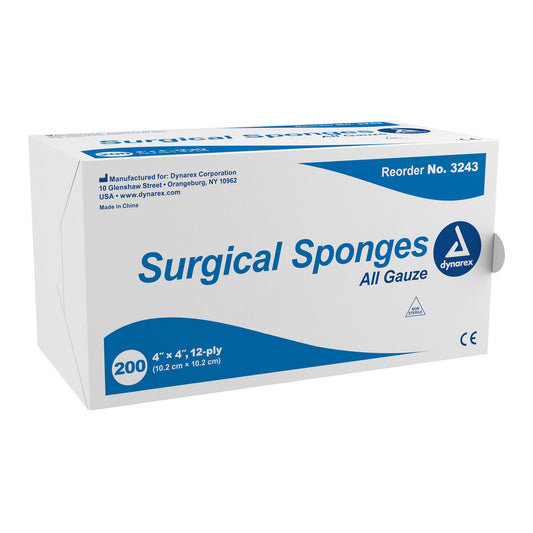 Gauze Sponge Dynarex® 4 X 4 Inch 12-Ply NonSterile 200 per Pack - 3243
