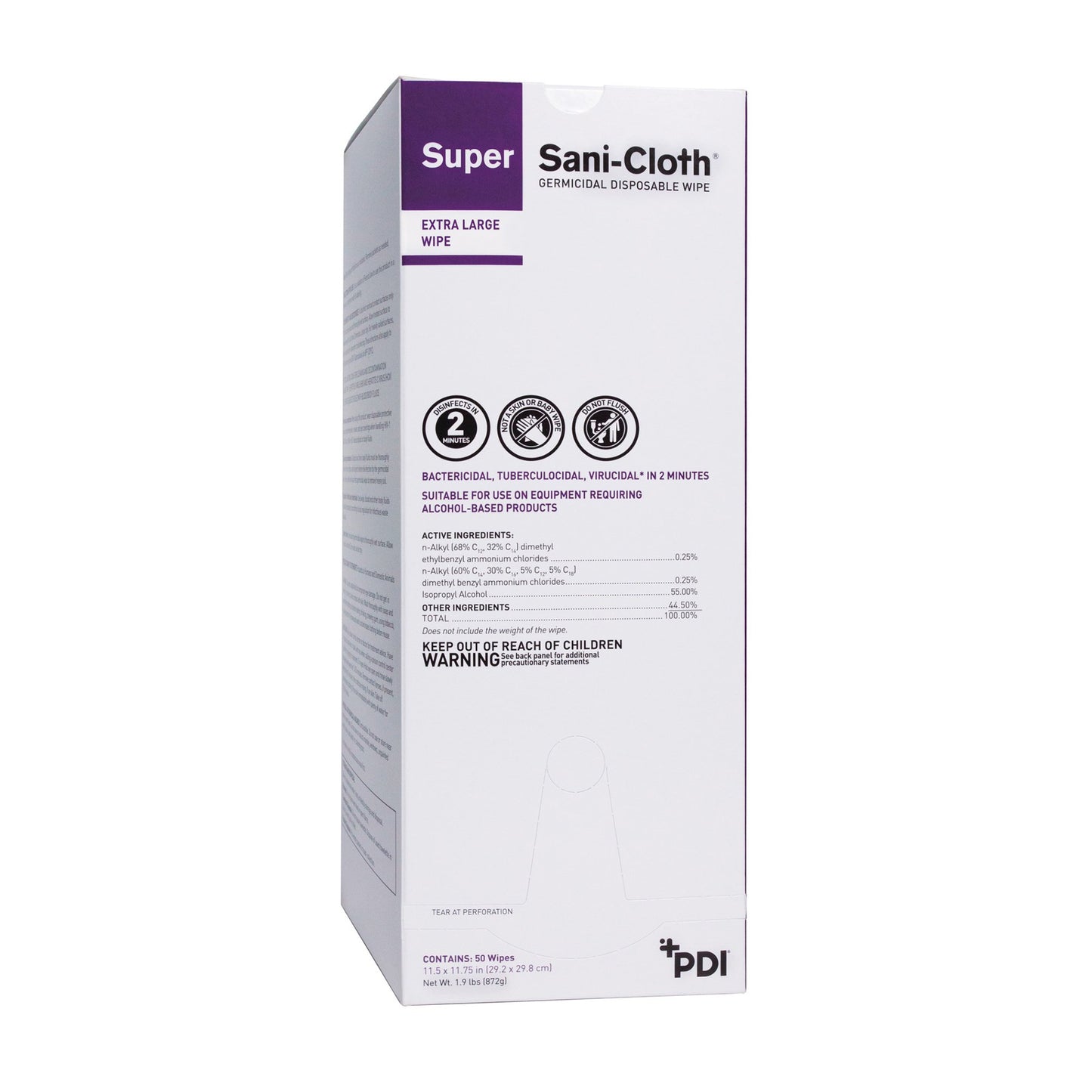 Professional Disposables Super Sani-Cloth Surface Disinfectant Wipe, X-Large Individual Packet U87295, Case of 150