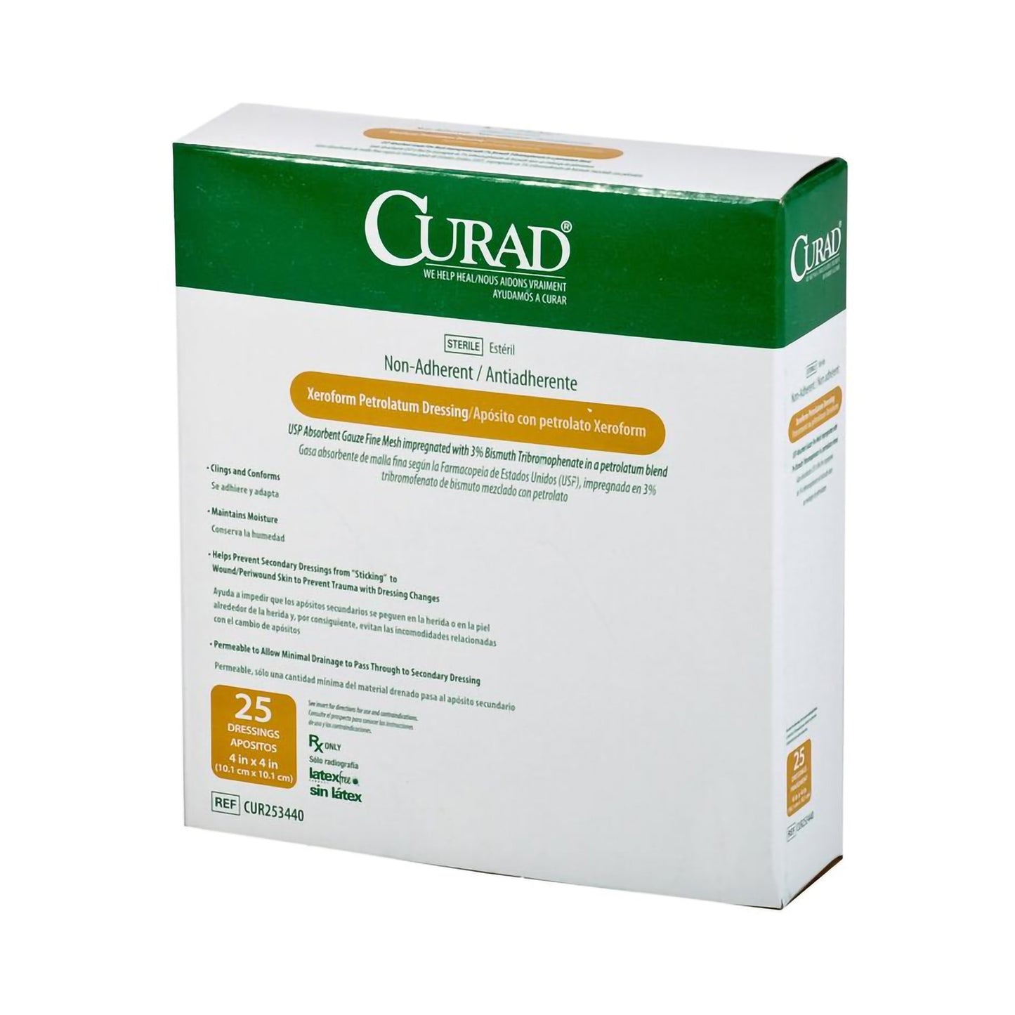 Xeroform Petrolatum Impregnated Dressing Curad® Square 4 X 4 Inch Sterile - CUR253440