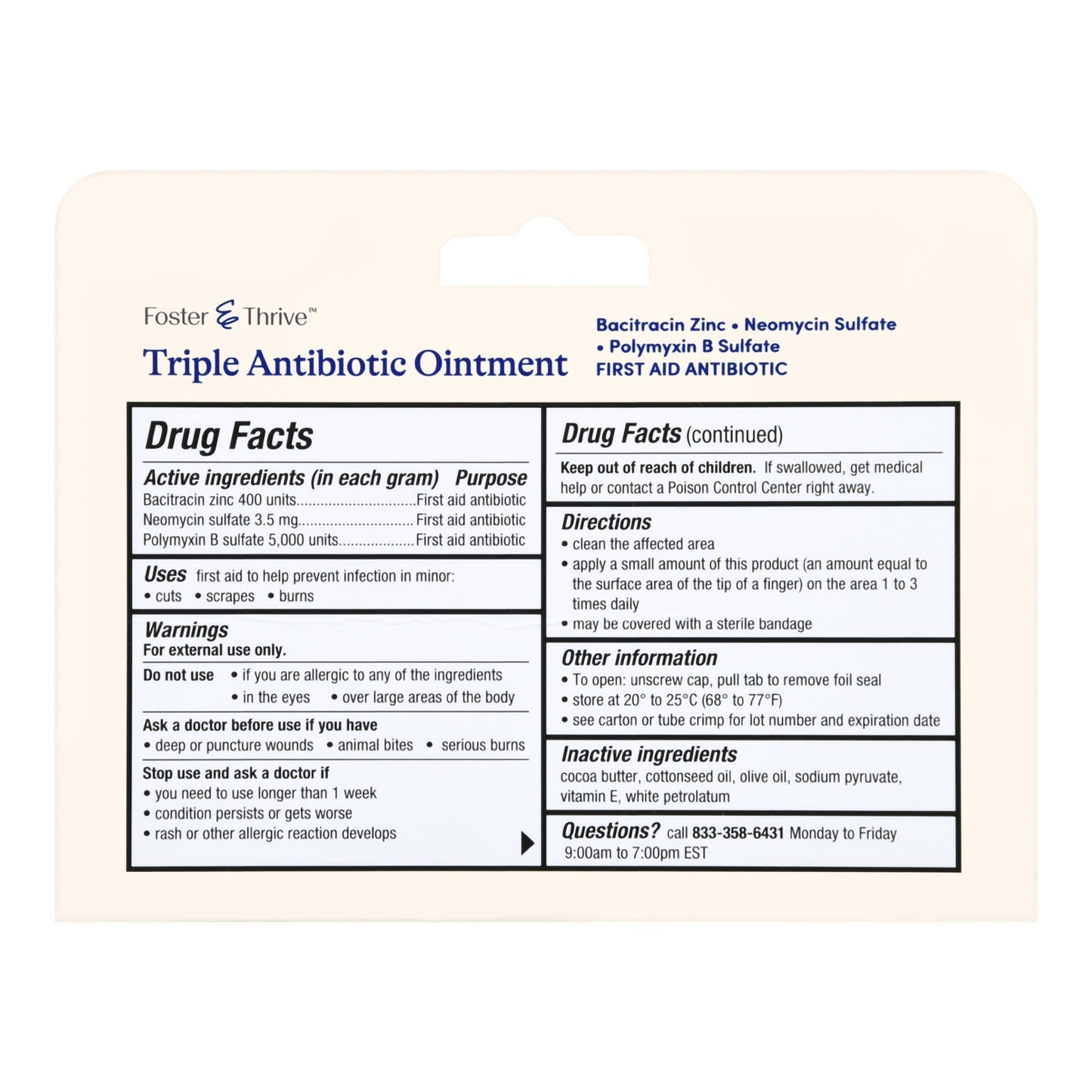 Foster & Thrive™ Triple Antibiotic Ointment 70677121701